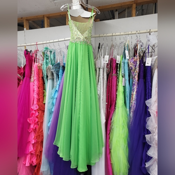 Neon Green Prom Dress by Moonlight - Picture 2 of 4